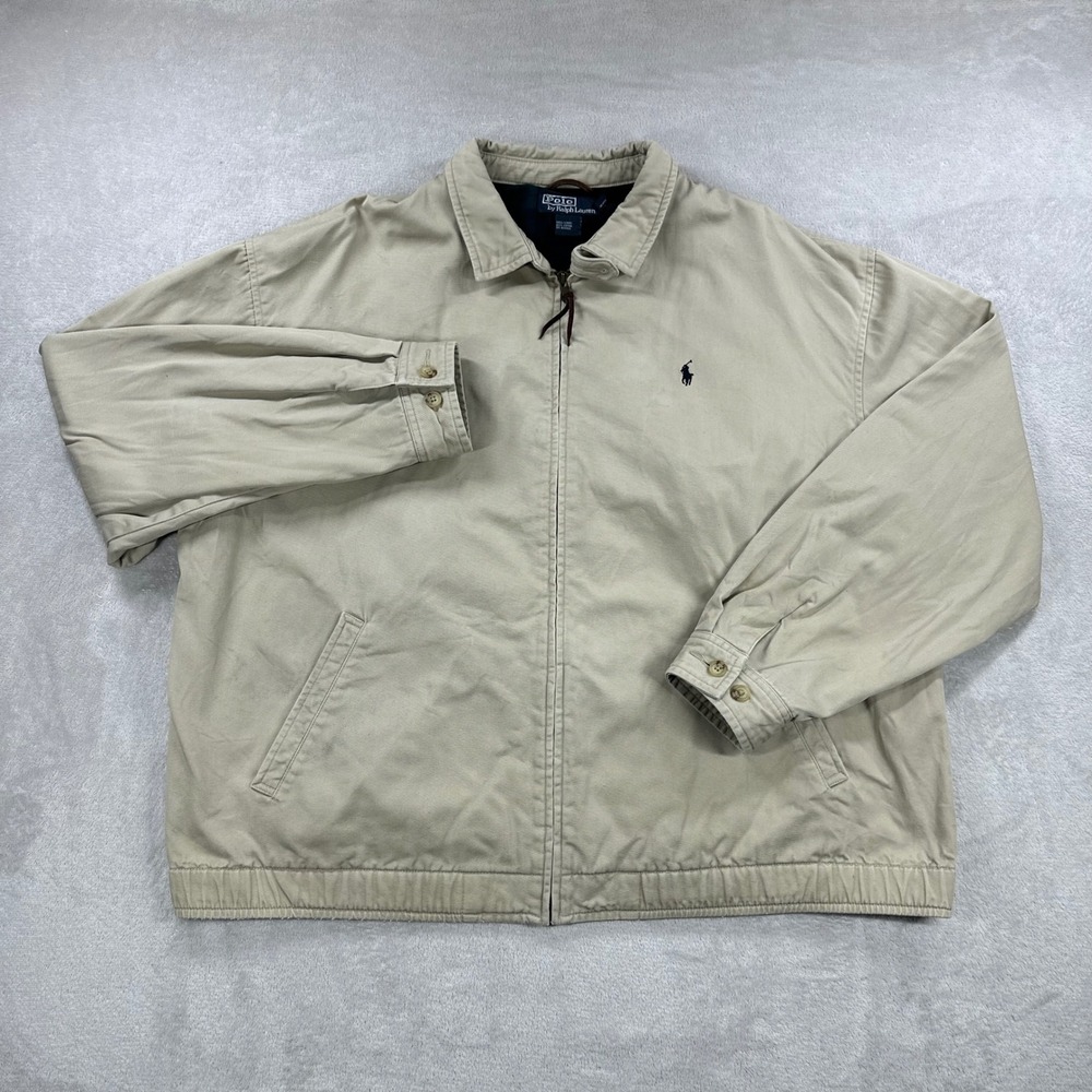 Polo Ralph Lauren Jacket Mens XL Khaki Tan Bi Swing Plaid Lined Classic Casual